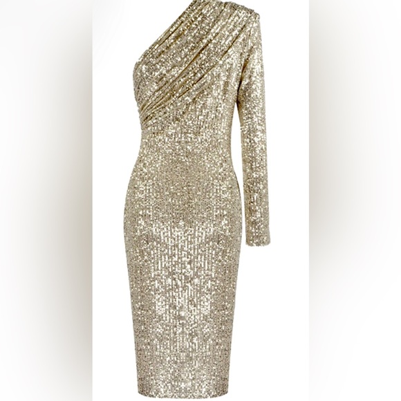 Karma One Shoulder Sequins Mesh Party Dress - Picture 8 of 8